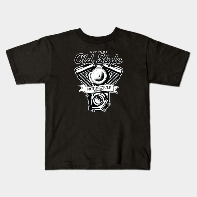 Old Style Motorcycle Riding Kids T-Shirt by LR_Collections